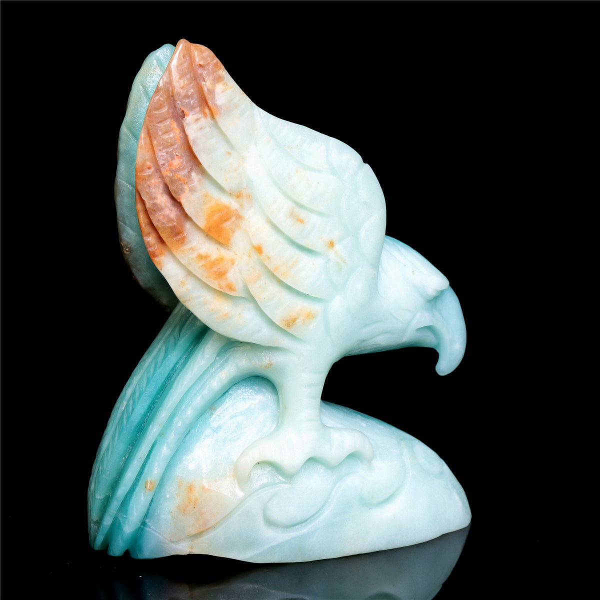 6" Amazonite Crystal Eagle Figurine Stone Animal Carvings Decor