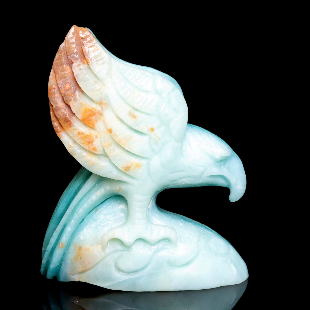 6" Amazonite Crystal Eagle Figurine Stone Animal Carvings Decor