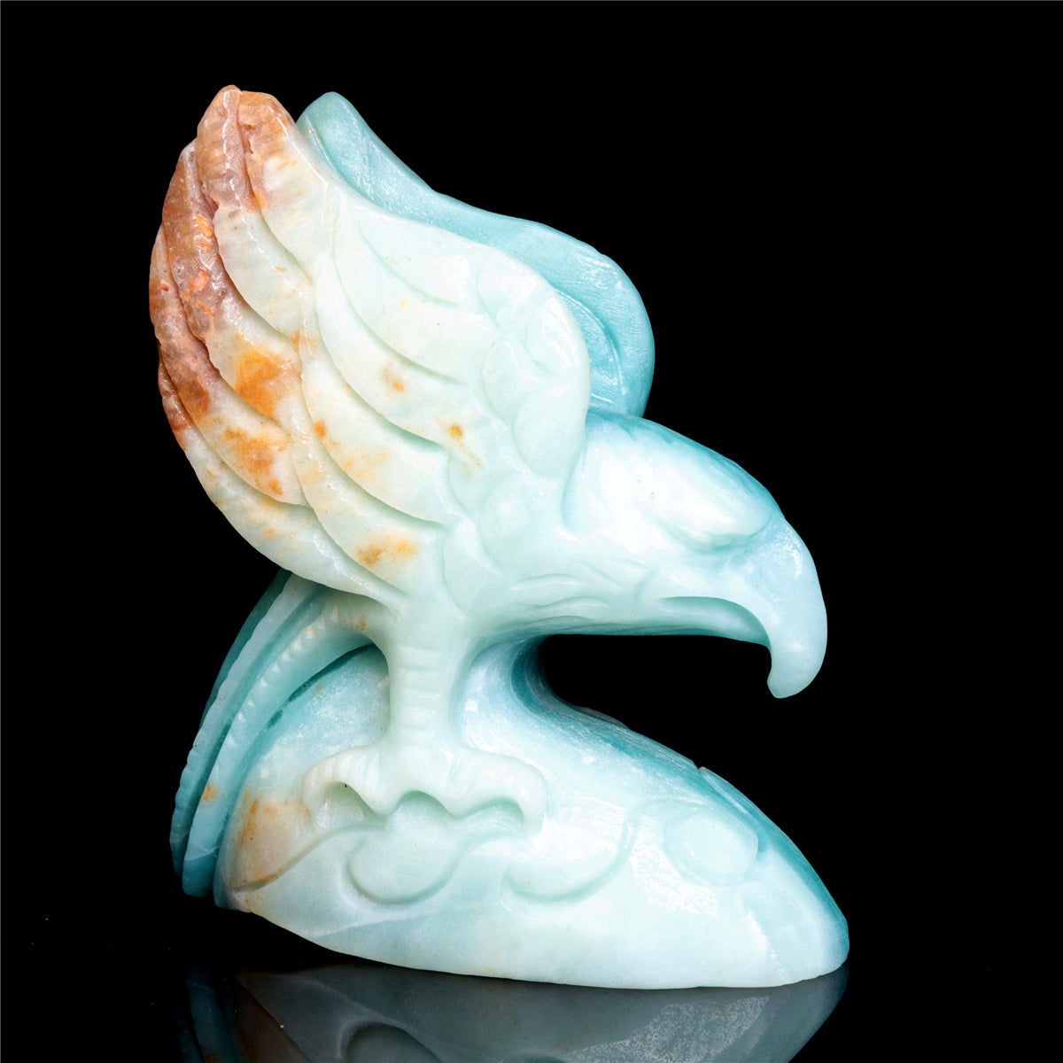 6" Amazonite Crystal Eagle Figurine Stone Animal Carvings Decor