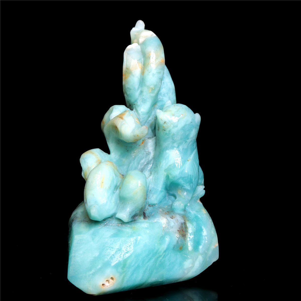 4.5" Amazonite Crystal Nine Tail Fox Figurine Animal Carvings