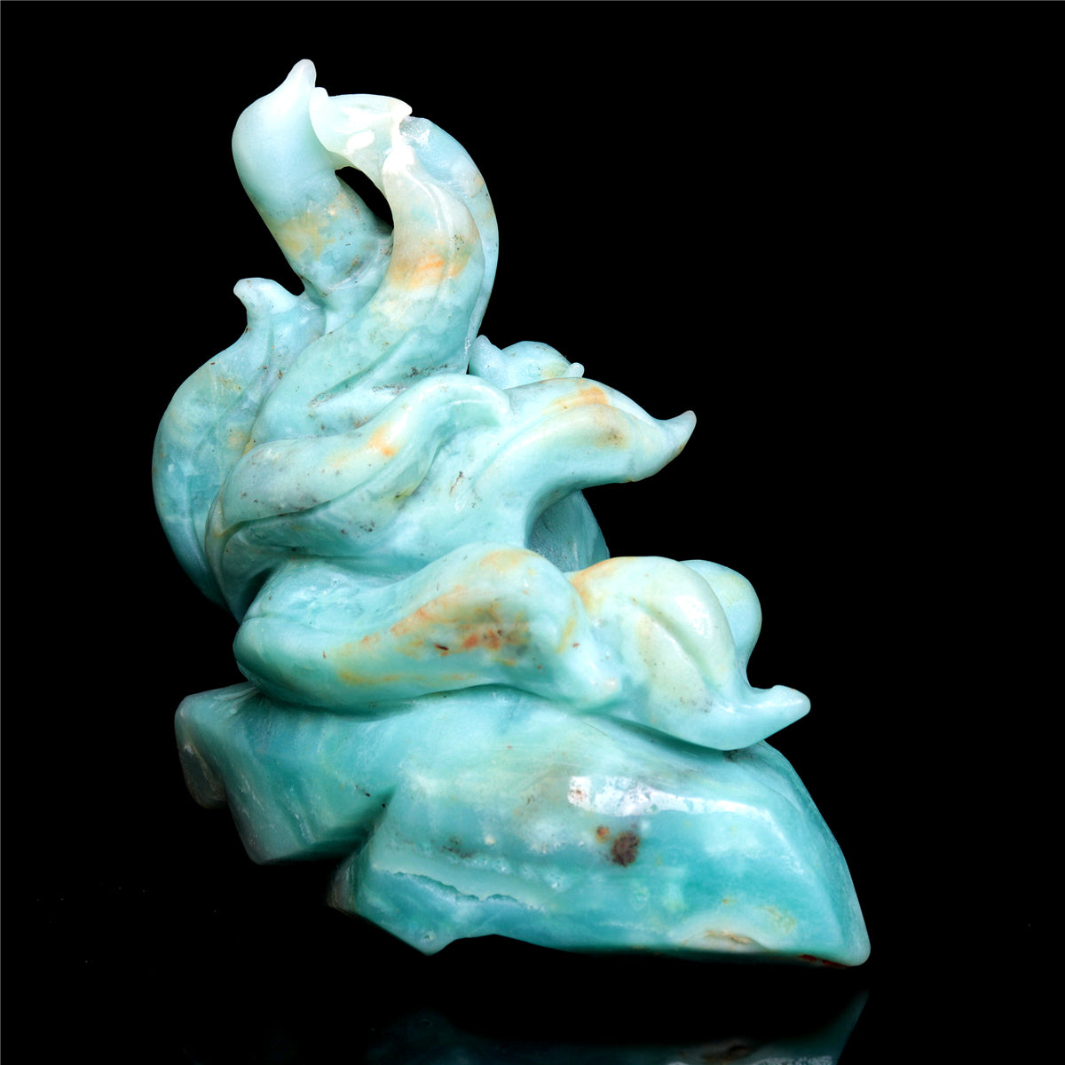 4.5" Amazonite Crystal Nine Tail Fox Figurine Animal Carvings