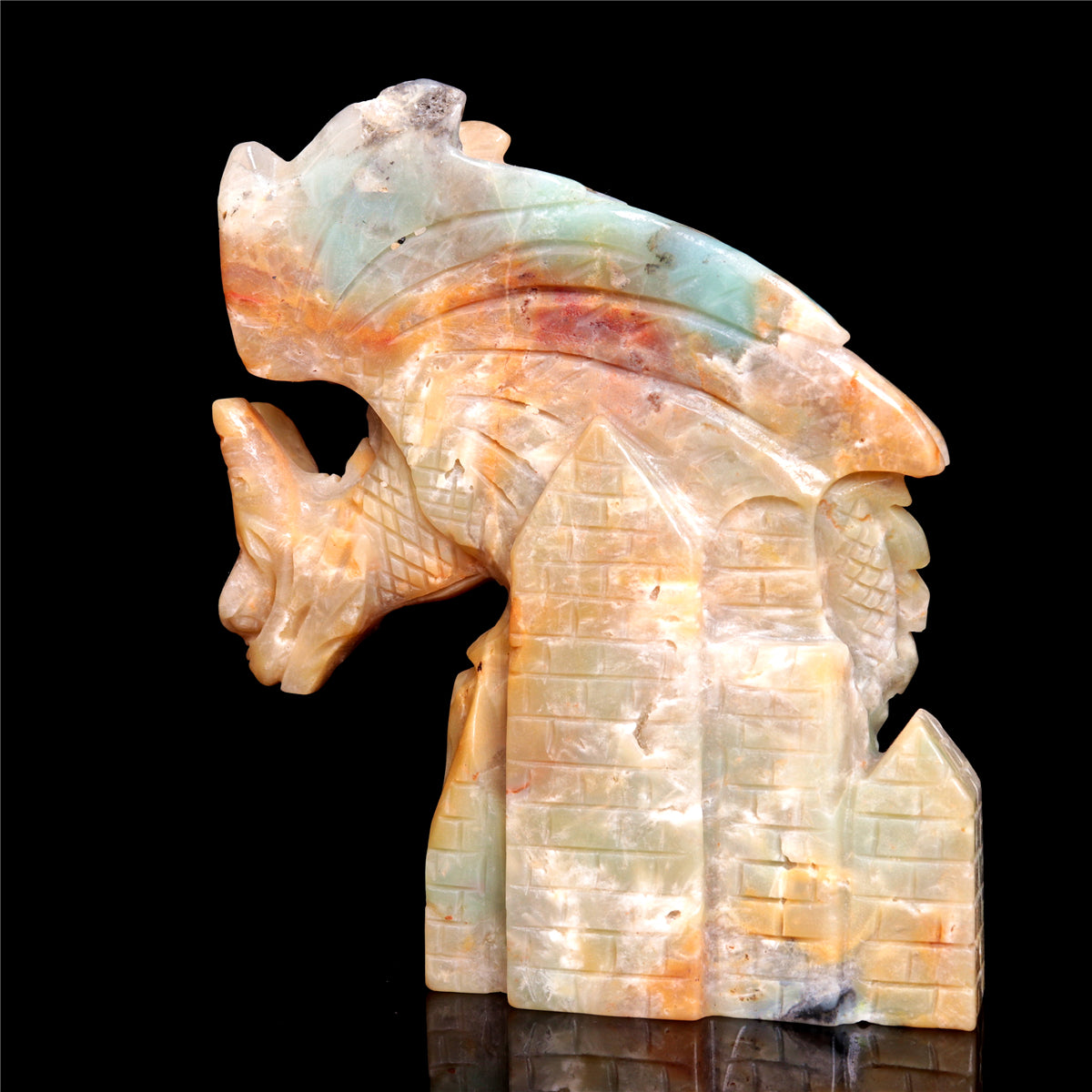 5" Amazonite Crystal Dragon Figurine Stone Animal Carvings Decor