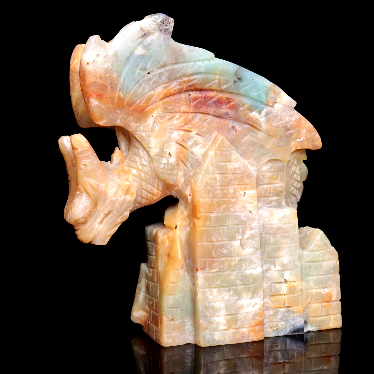 5" Amazonite Crystal Dragon Figurine Stone Animal Carvings Decor