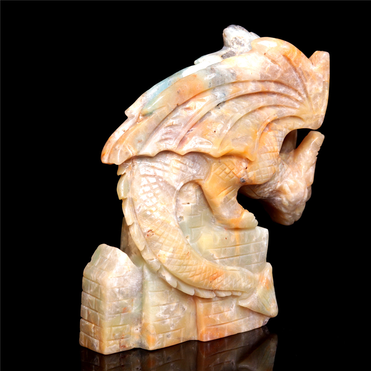 5" Amazonite Crystal Dragon Figurine Stone Animal Carvings Decor