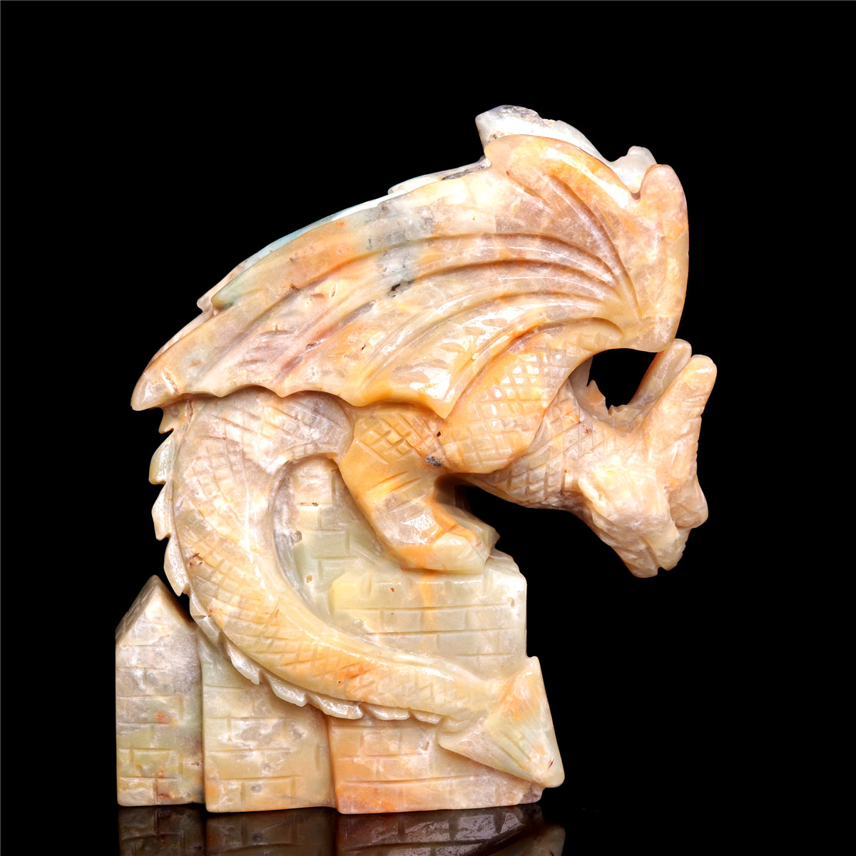 5" Amazonite Crystal Dragon Figurine Stone Animal Carvings Decor