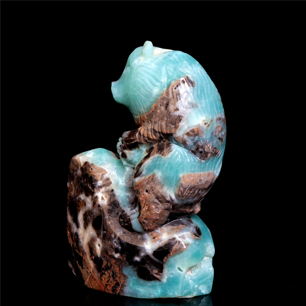 6" Amazonite Crystal Bear Figurine Stone Animal Carvings Decor