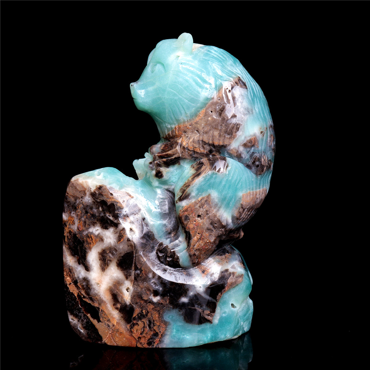 6" Amazonite Crystal Bear Figurine Stone Animal Carvings Decor