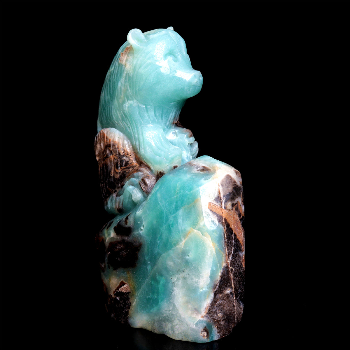 6" Amazonite Crystal Bear Figurine Stone Animal Carvings Decor