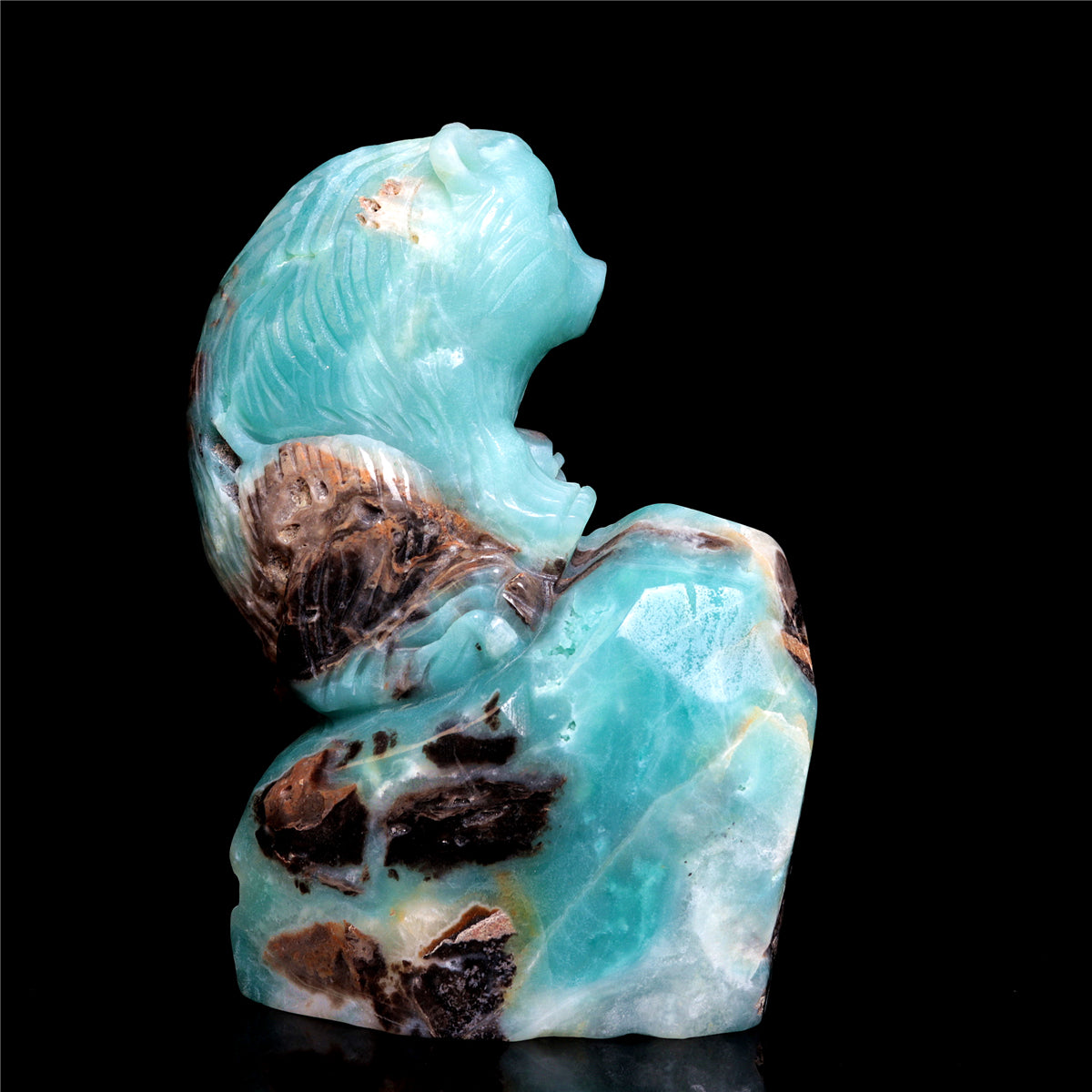 6" Amazonite Crystal Bear Figurine Stone Animal Carvings Decor