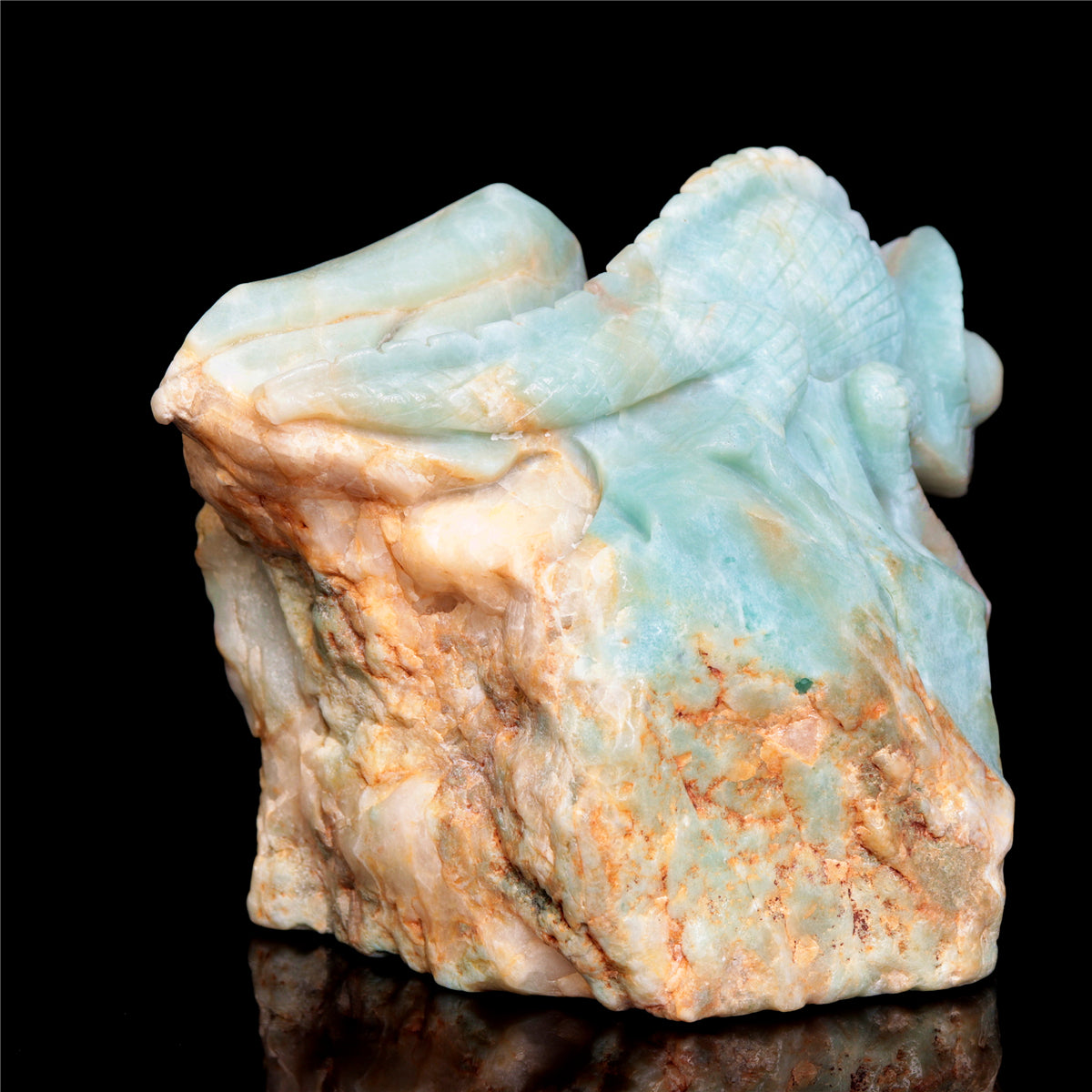 5" Amazonite Crystal Lizard Figurine Stone Animal Carvings Decor Gift