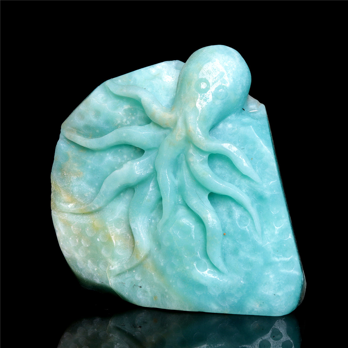 5" Amazonite Crystal Octopus Figurine Stone Animal Carvings Decor