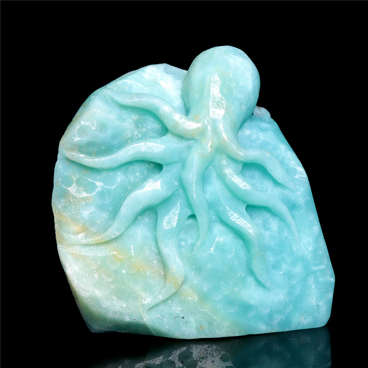 5" Amazonite Crystal Octopus Figurine Stone Animal Carvings Decor
