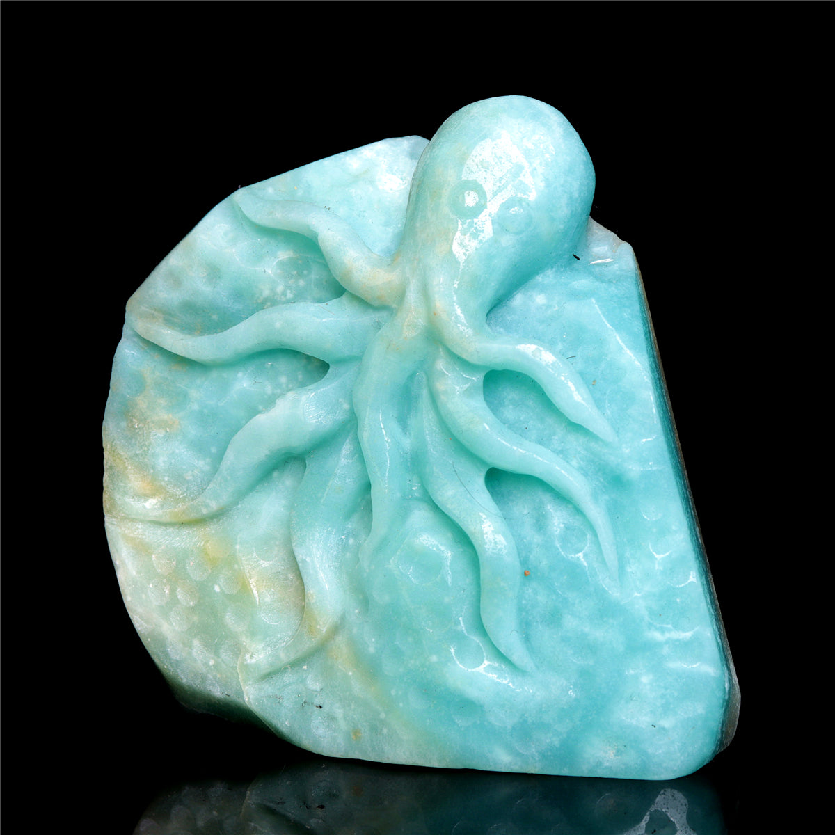 5" Amazonite Crystal Octopus Figurine Stone Animal Carvings Decor