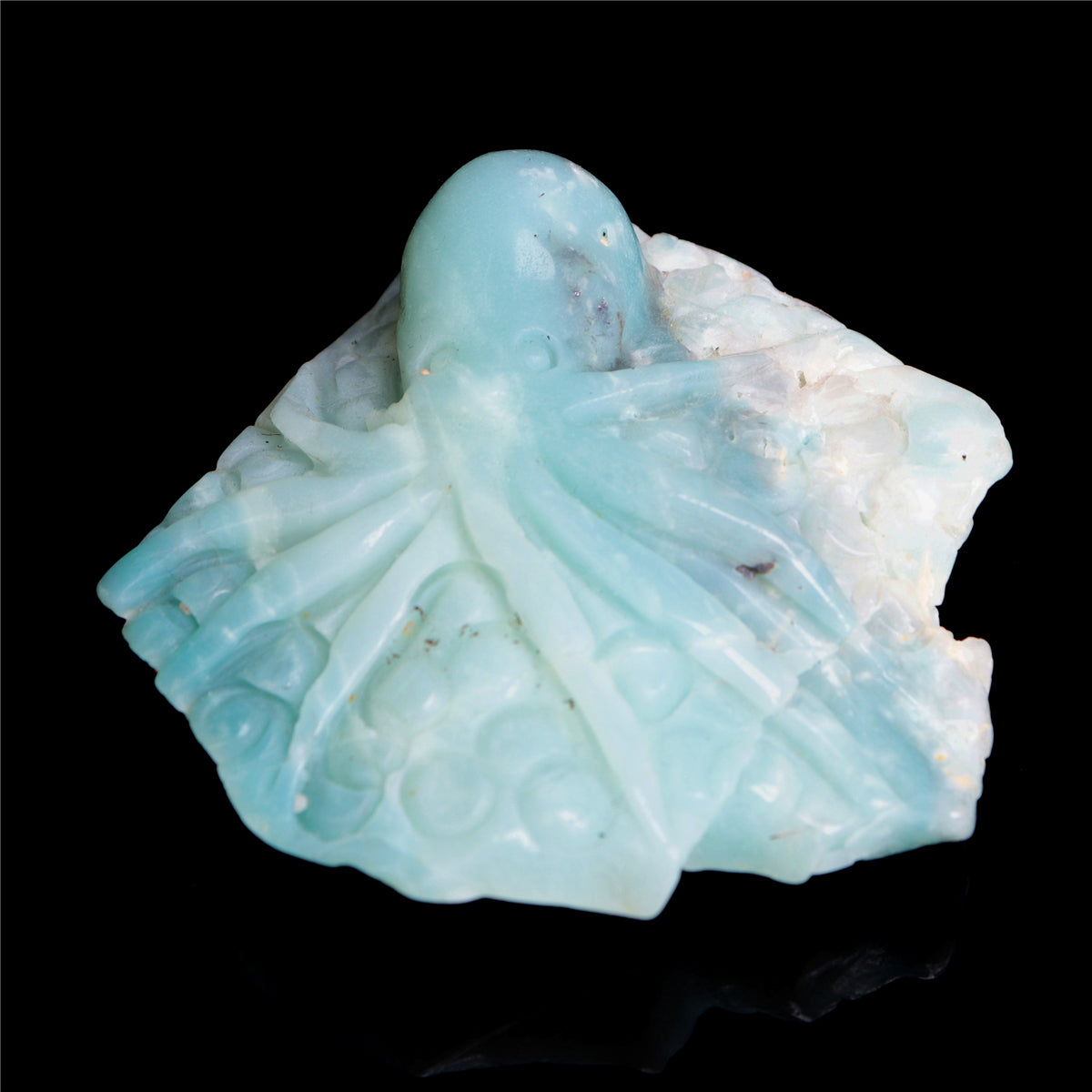 3" Amazonite Crystal Octopus Figurine Stone Animal Carvings Decor