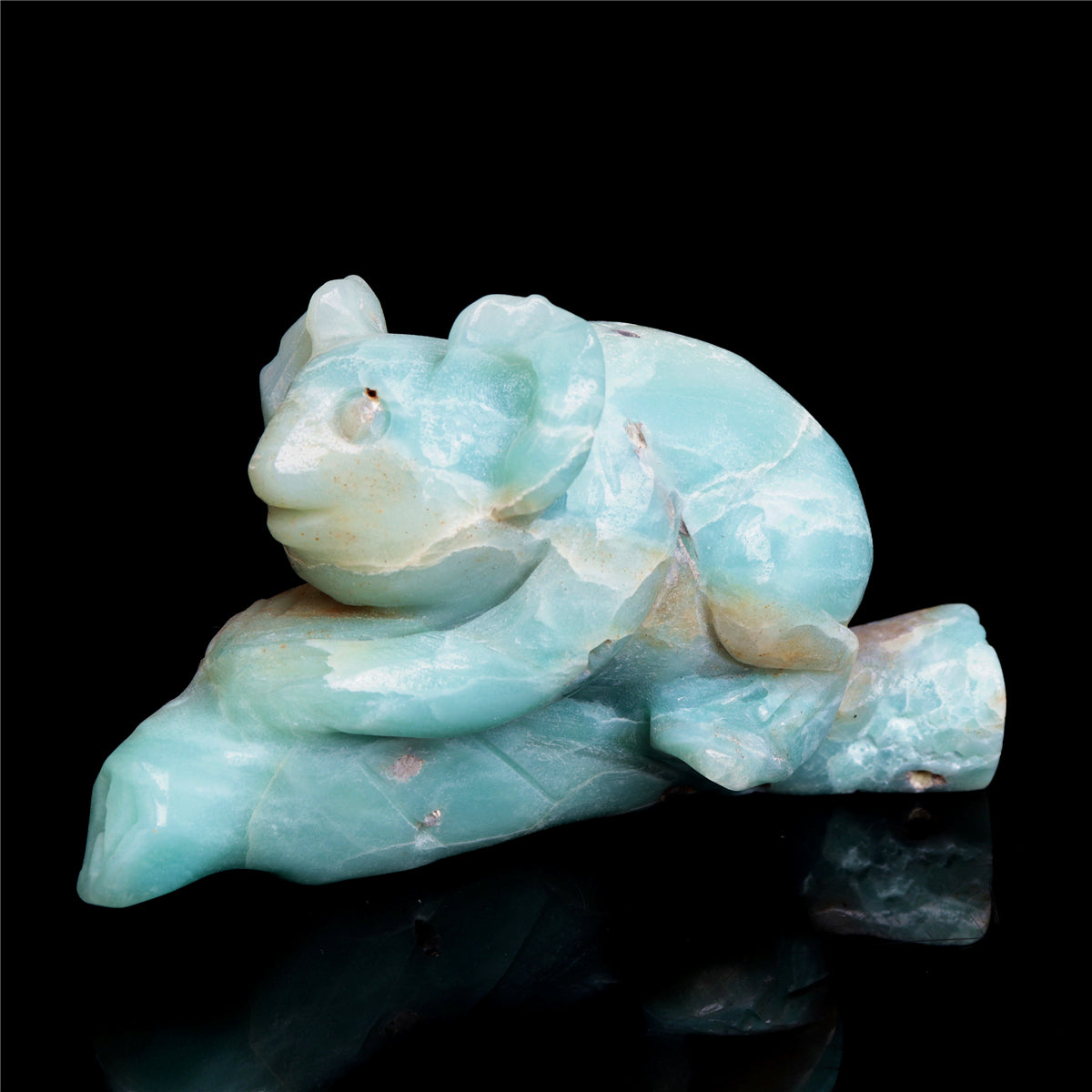 5" Amazonite Crystal Koala Figurine Stone Animal Carvings Decor