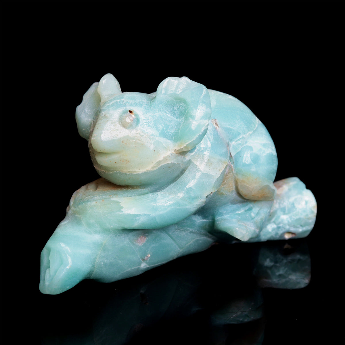 5" Amazonite Crystal Koala Figurine Stone Animal Carvings Decor