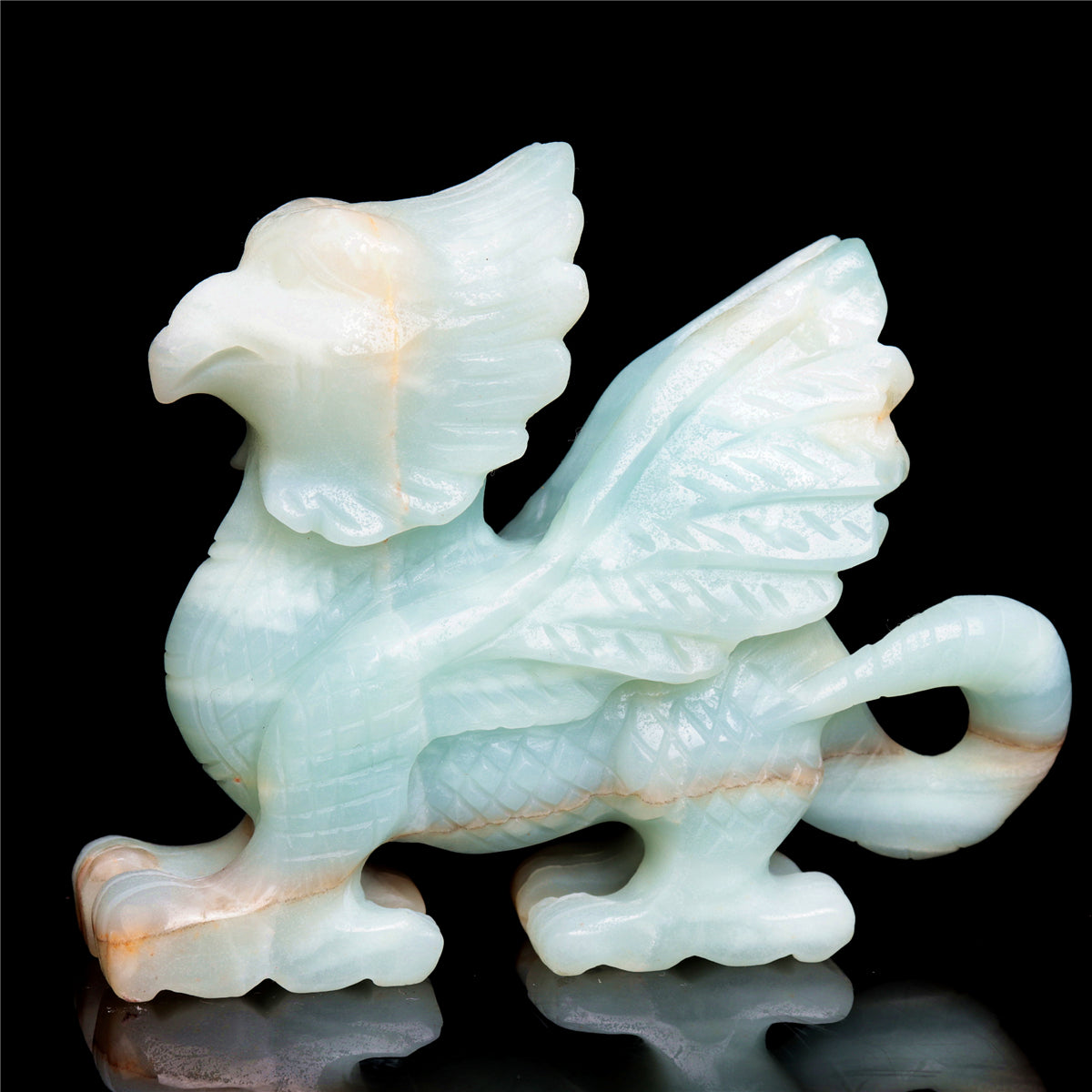 5" Amazonite Crystal Griffin Figurine Stone Animal Carvings Decor