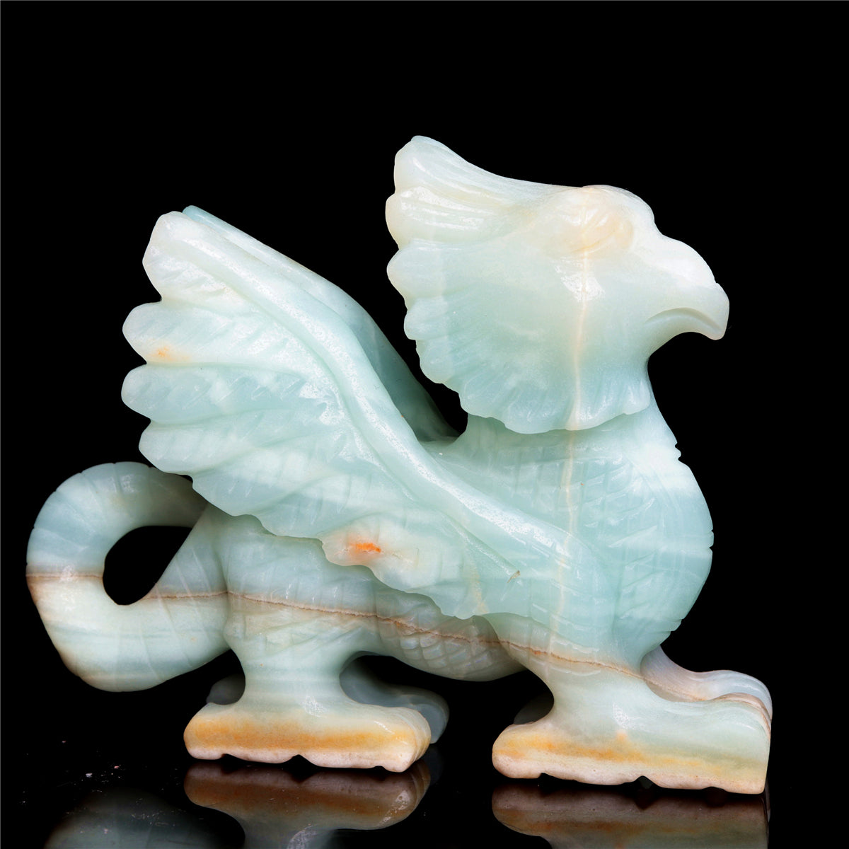 5" Amazonite Crystal Griffin Figurine Stone Animal Carvings Decor