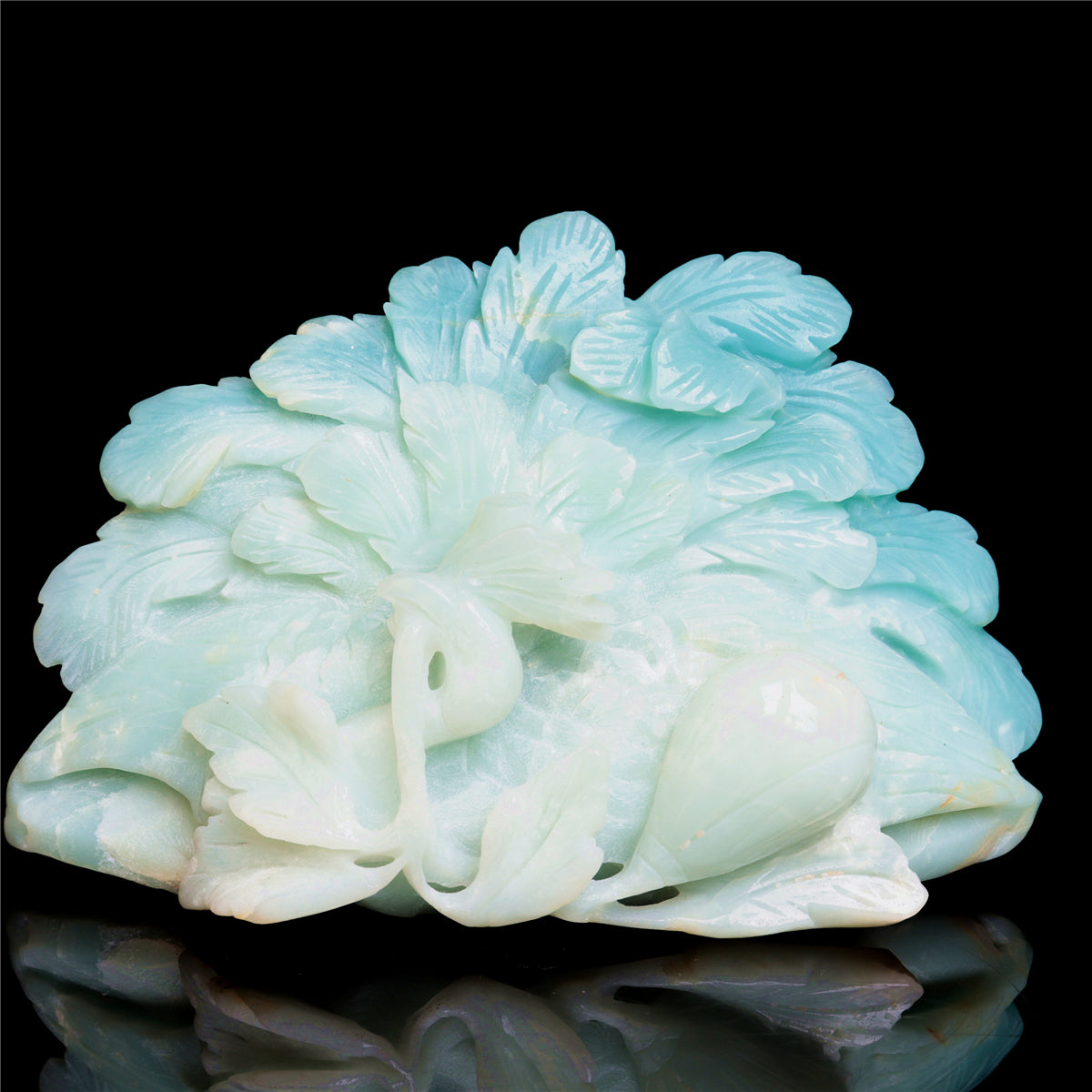 7" Amazonite Crystal Peacock Figurine Stone Animal Carvings Decor