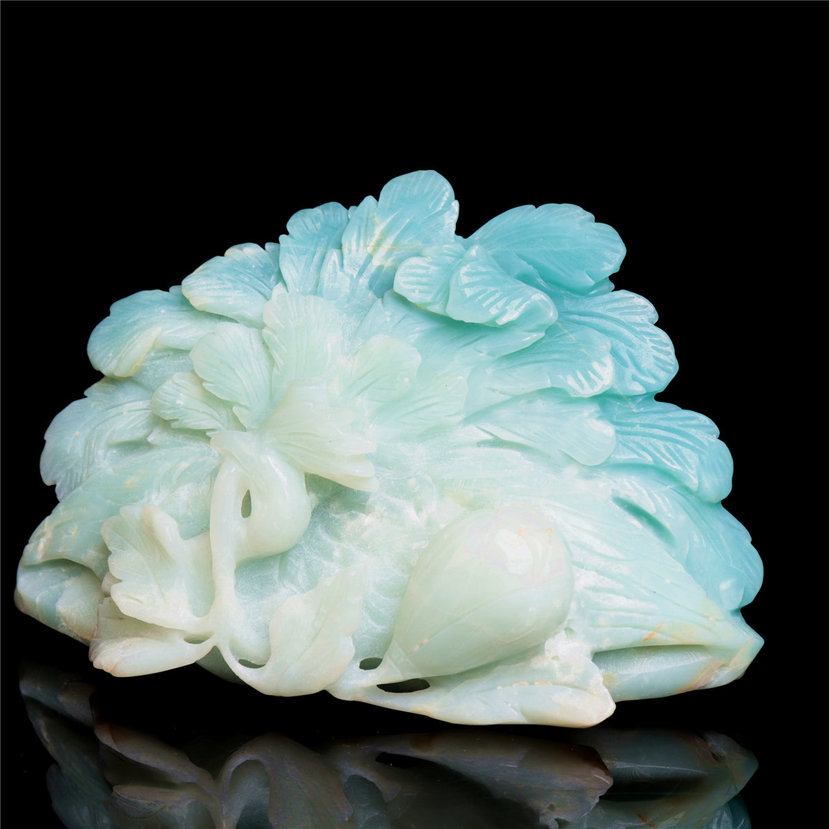 7" Amazonite Crystal Peacock Figurine Stone Animal Carvings Decor