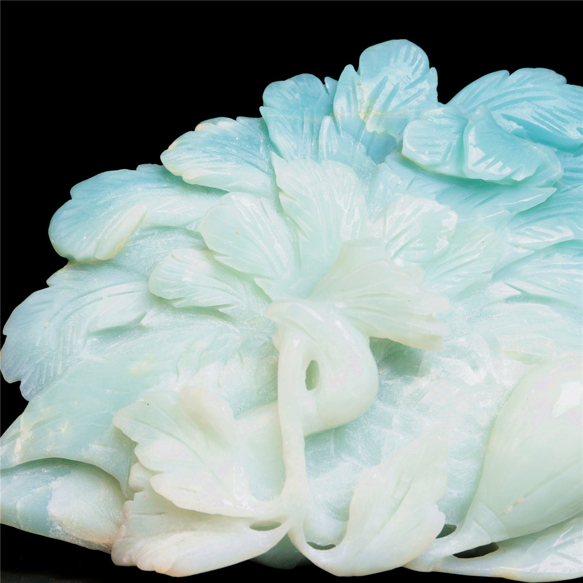 7" Amazonite Crystal Peacock Figurine Stone Animal Carvings Decor