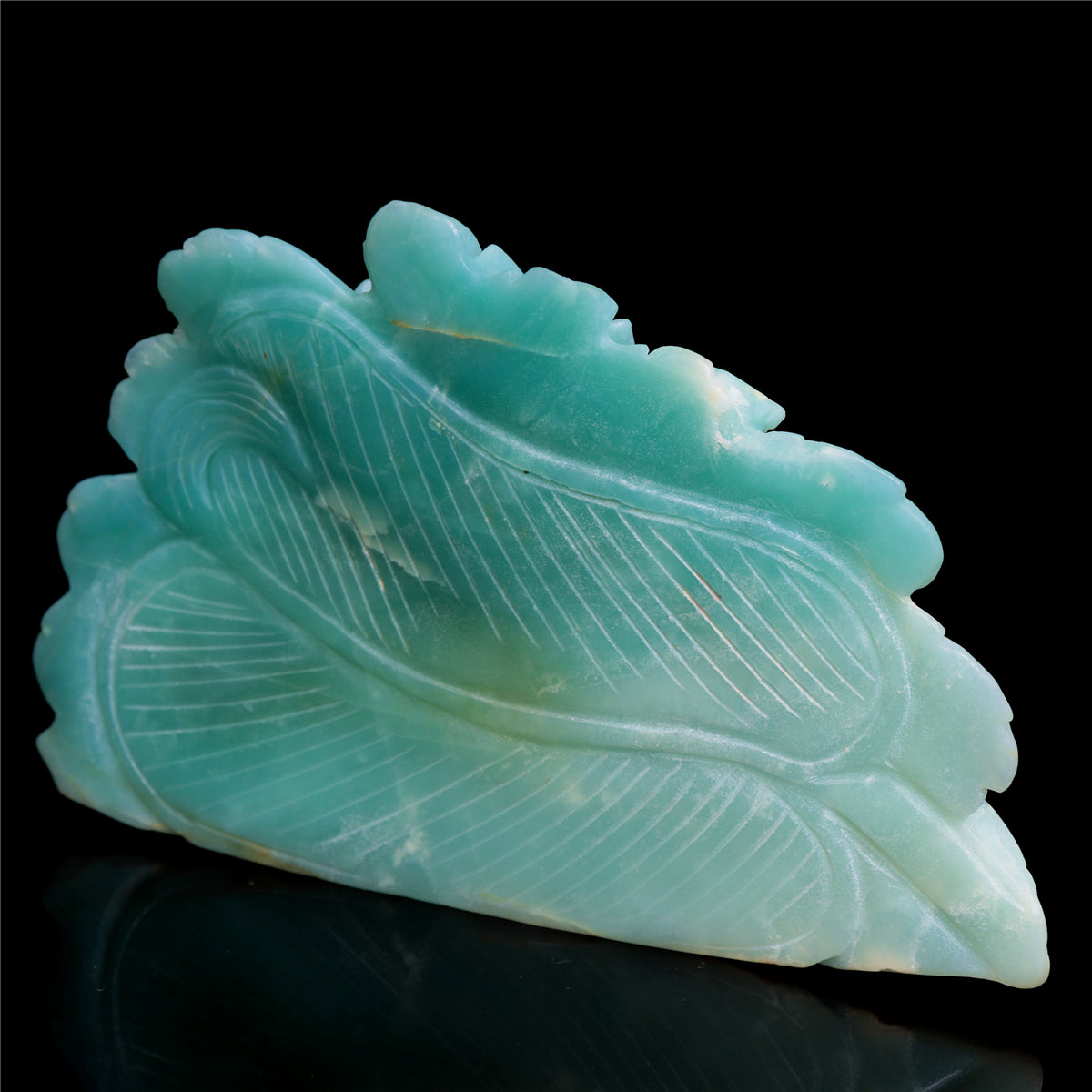 7" Amazonite Crystal Peacock Figurine Stone Animal Carvings Decor