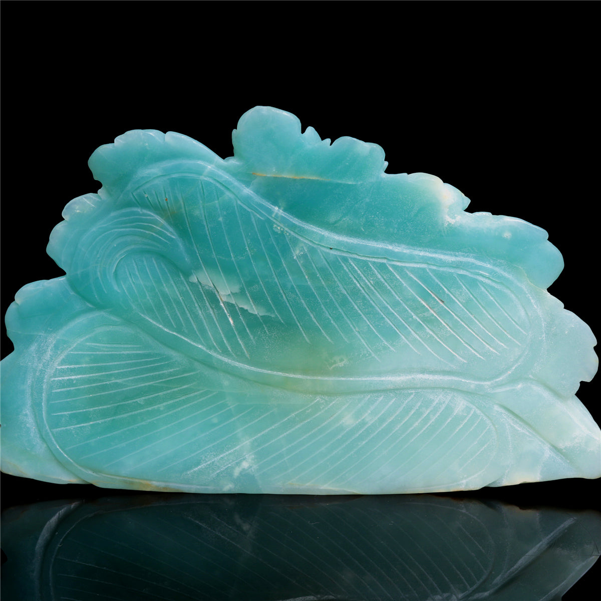 7" Amazonite Crystal Peacock Figurine Stone Animal Carvings Decor