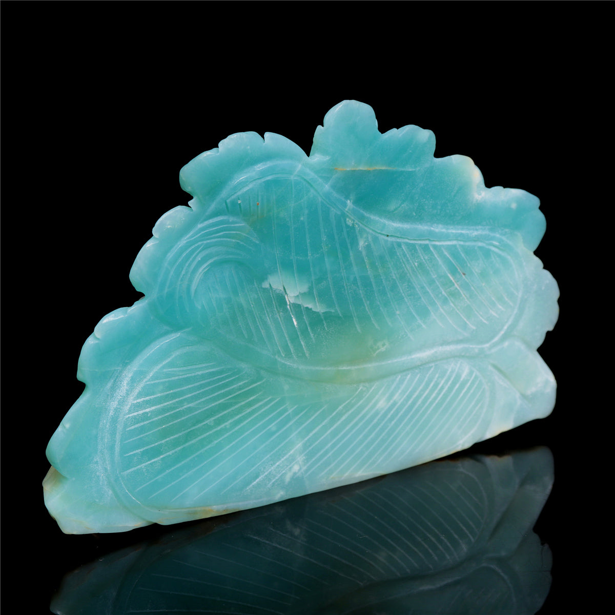 7" Amazonite Crystal Peacock Figurine Stone Animal Carvings Decor