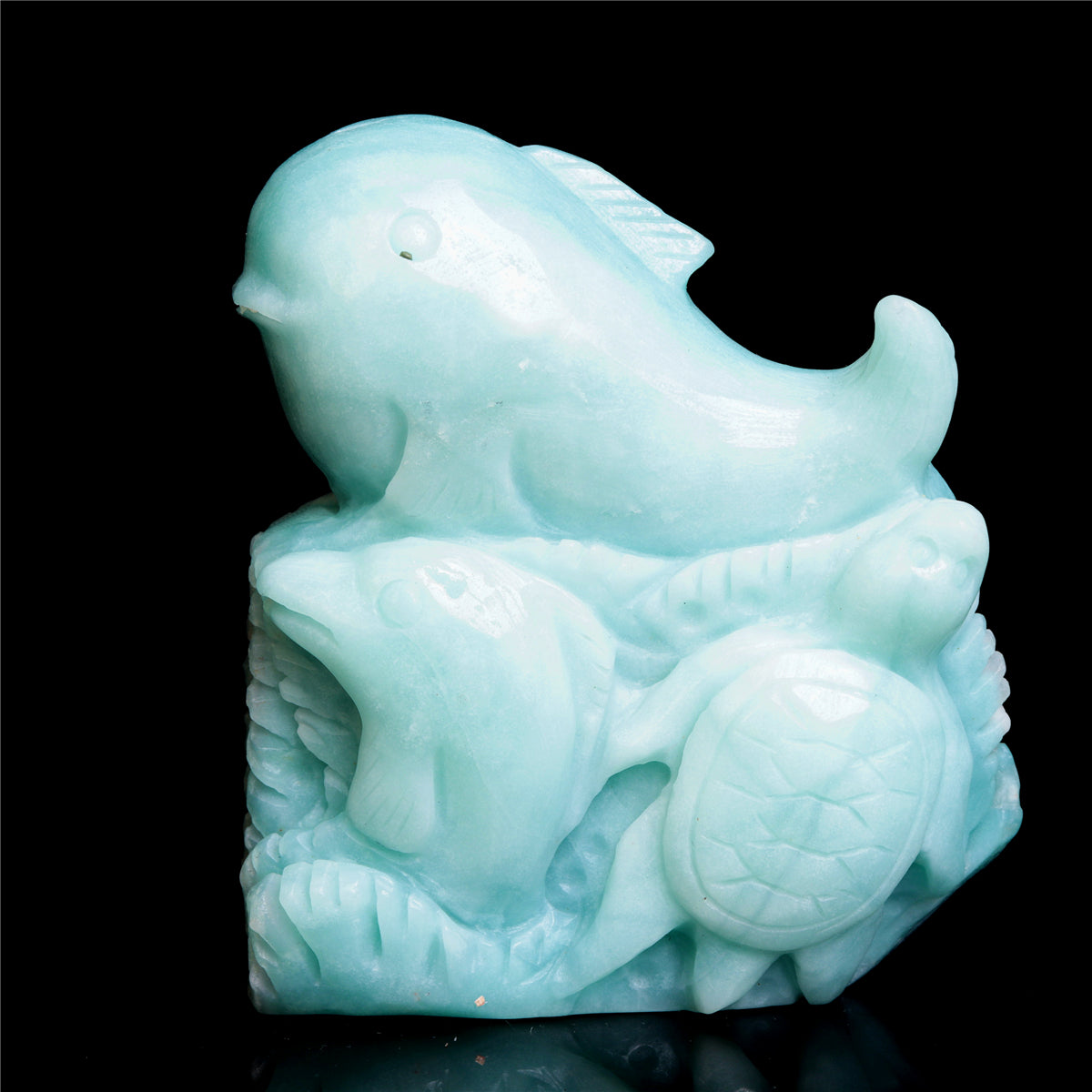 4.5" Amazonite Crystal Whale Ocean World Figurine Stone Animal Carvings Decor