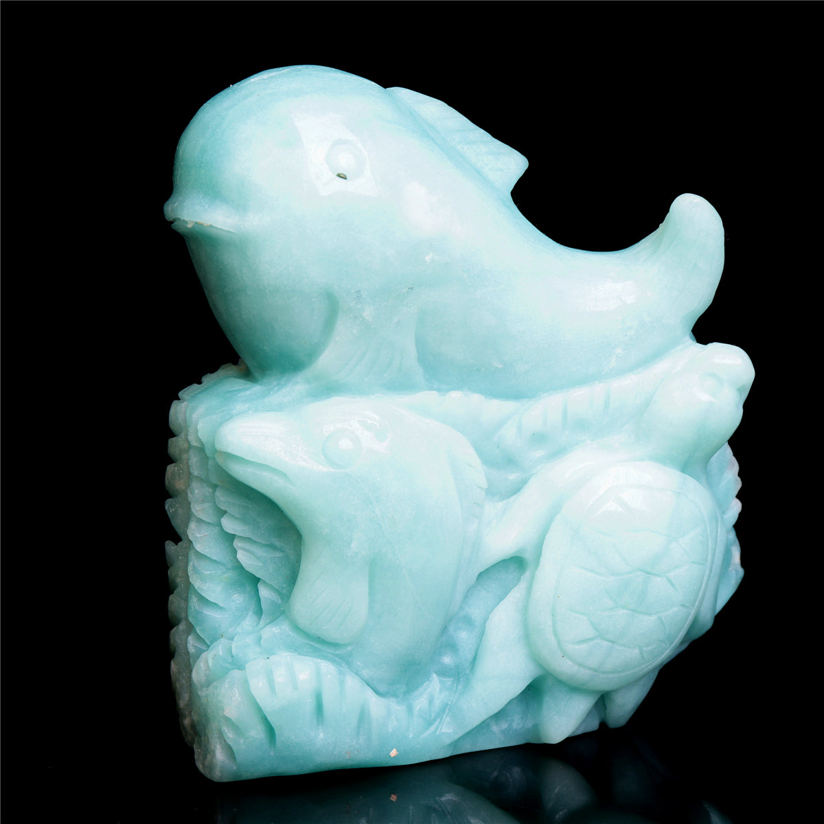 4.5" Amazonite Crystal Whale Ocean World Figurine Stone Animal Carvings Decor