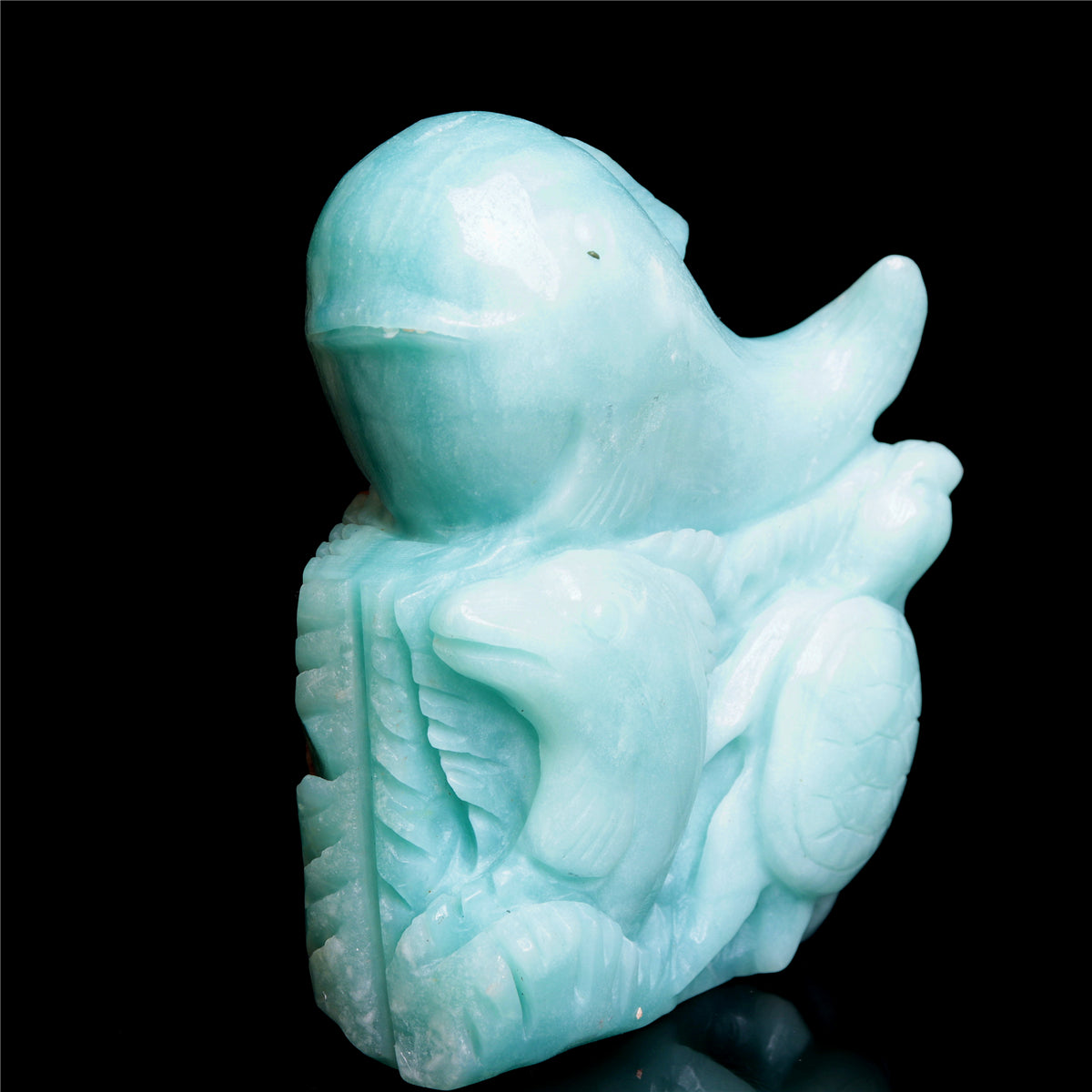 4.5" Amazonite Crystal Whale Ocean World Figurine Stone Animal Carvings Decor