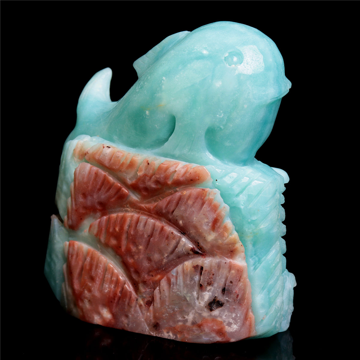 4.5" Amazonite Crystal Whale Ocean World Figurine Stone Animal Carvings Decor
