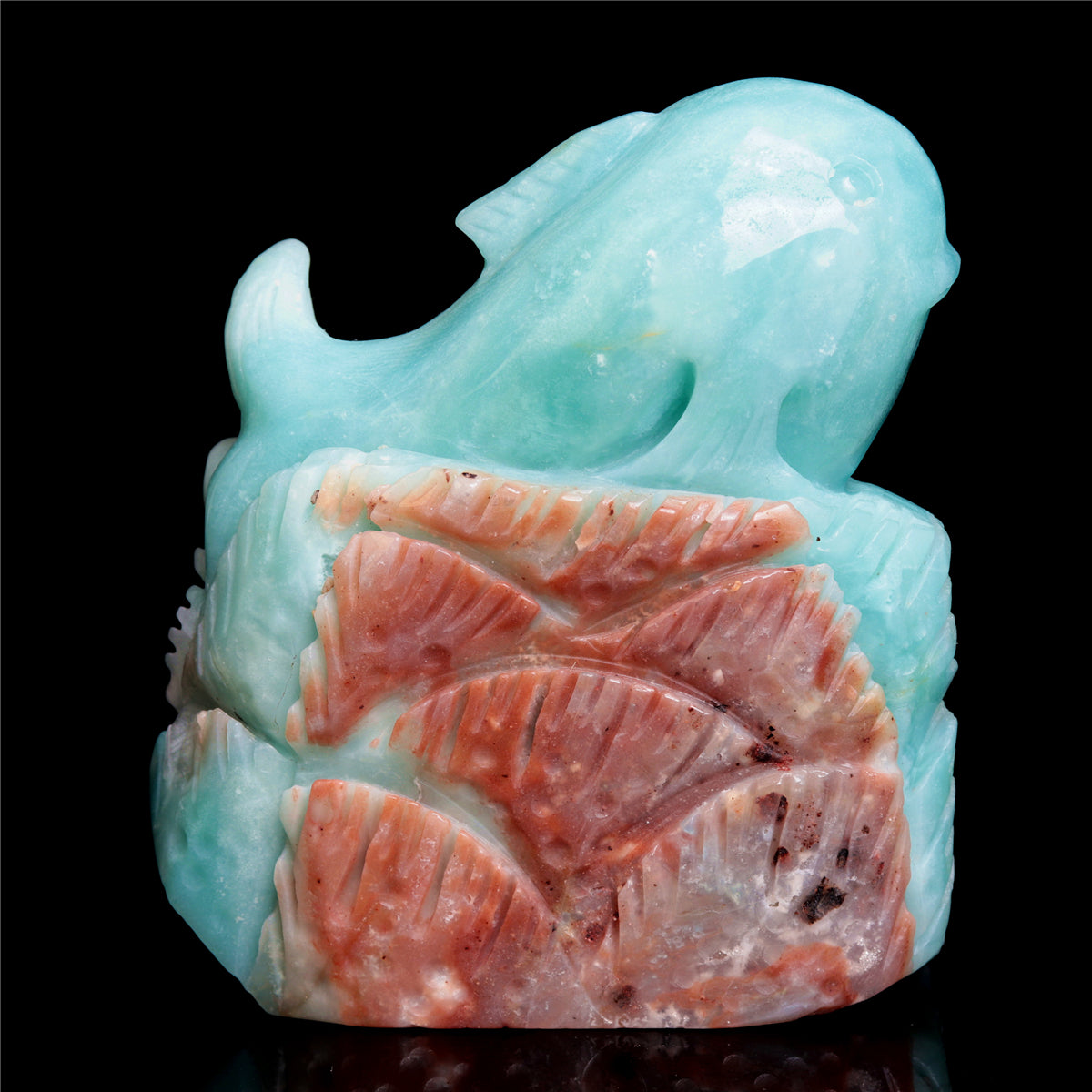 4.5" Amazonite Crystal Whale Ocean World Figurine Stone Animal Carvings Decor