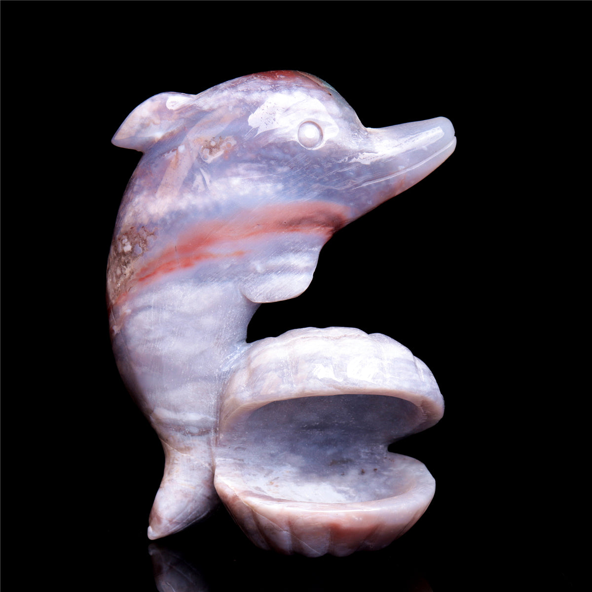 4.5" Ocean Jasper Crystal Dolphin Figurine Stone Animal Carvings Decor