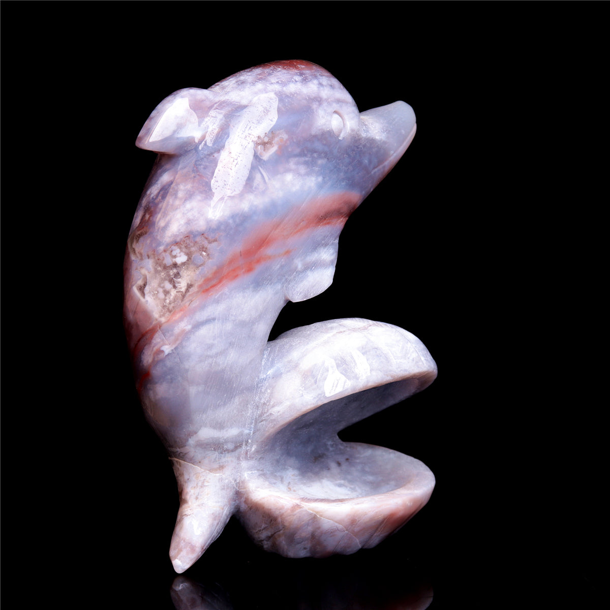4.5" Ocean Jasper Crystal Dolphin Figurine Stone Animal Carvings Decor