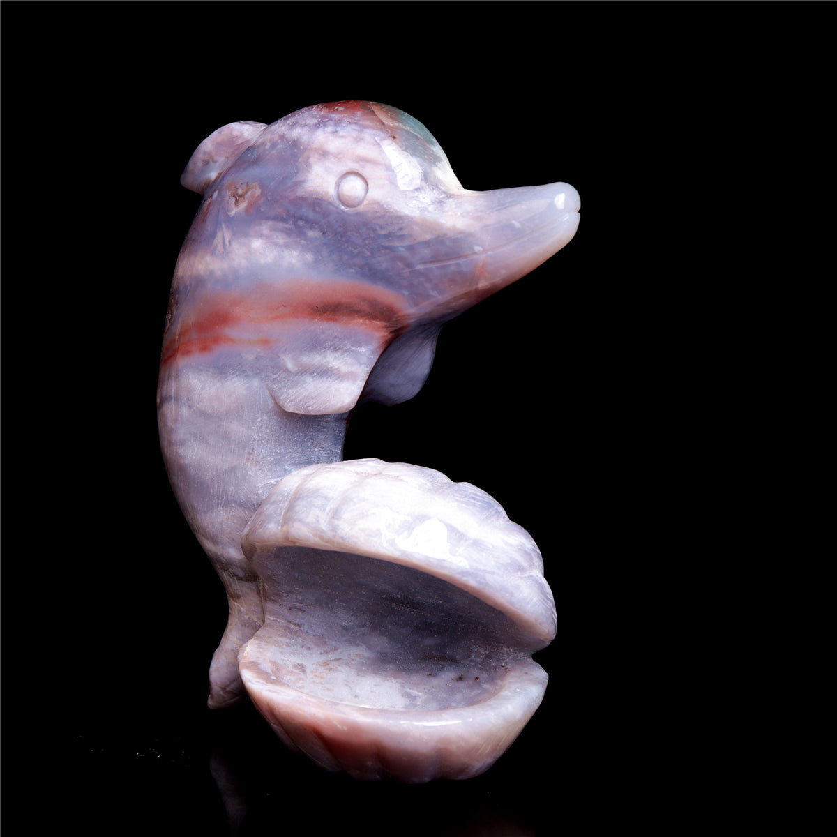 4.5" Ocean Jasper Crystal Dolphin Figurine Stone Animal Carvings Decor