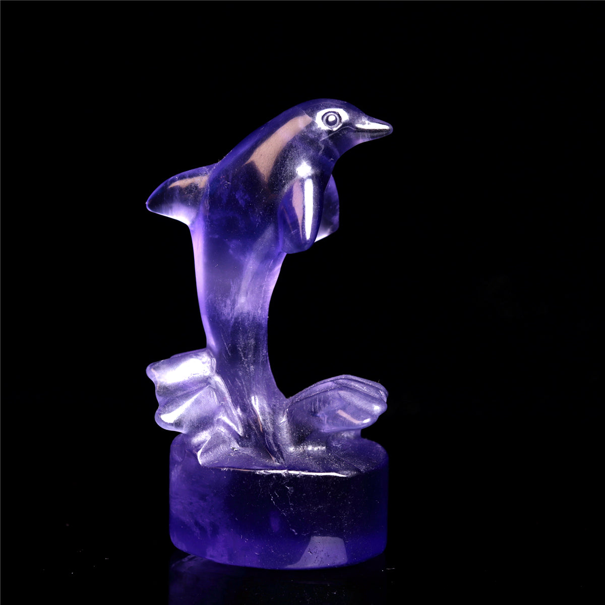 3" Fluorite Crystal Dolphin Figurine Stone Animal Carvings Decor