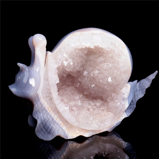 Druzy Agate Crystal Snail Figurine animal carvings decor