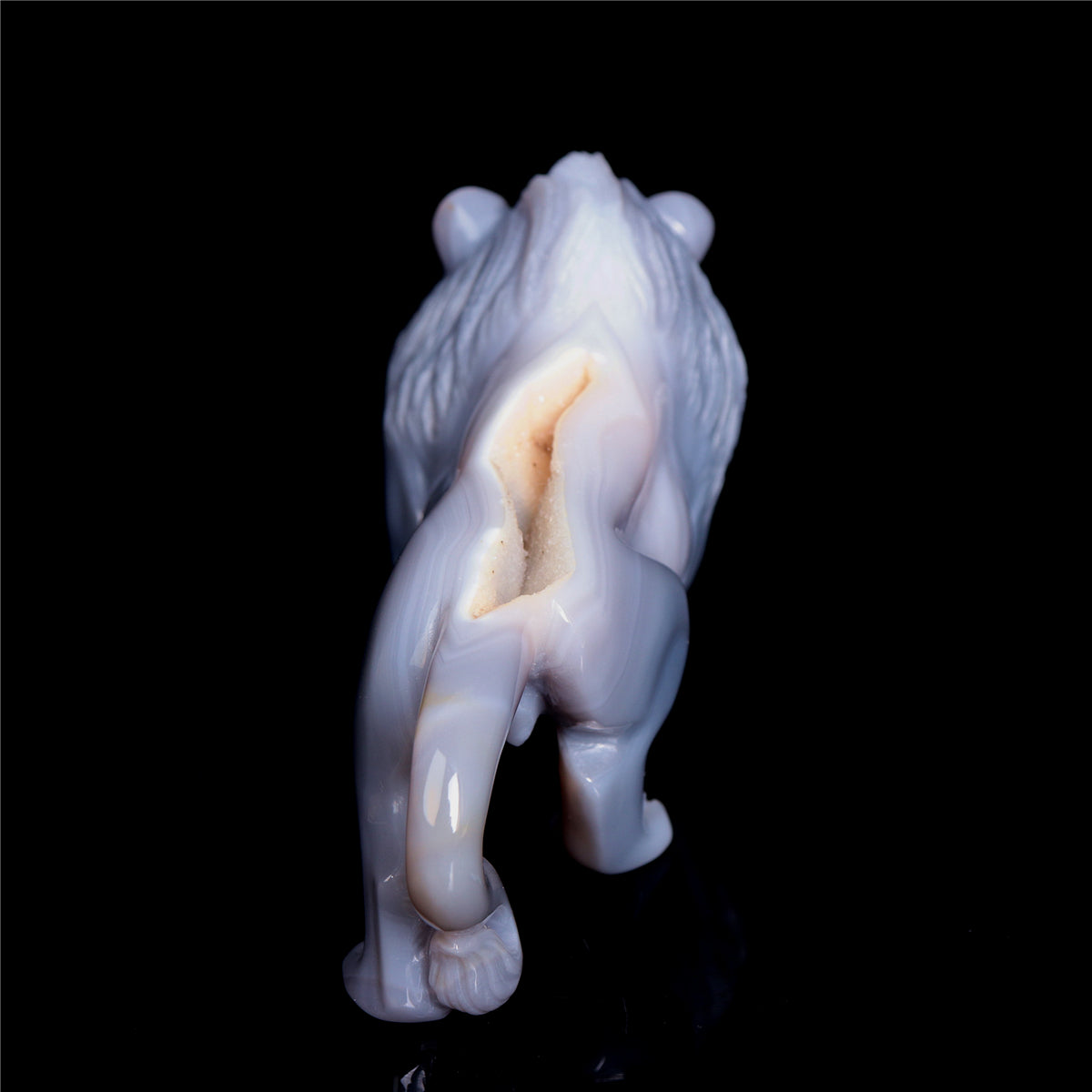 6.5" Druzy Agate Crystal Lion Figurine Realistic Animal Carvings Decor