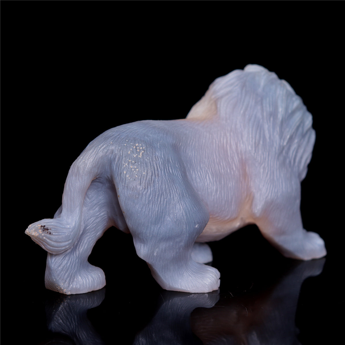 5.5" Druzy Agate Crystal Lion Figurine Realistic Animal Carvings Decor