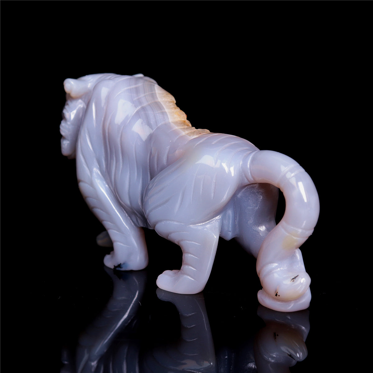 6.5" Druzy Agate Crystal Tiger Figurine Realistic Animal Carvings Gift