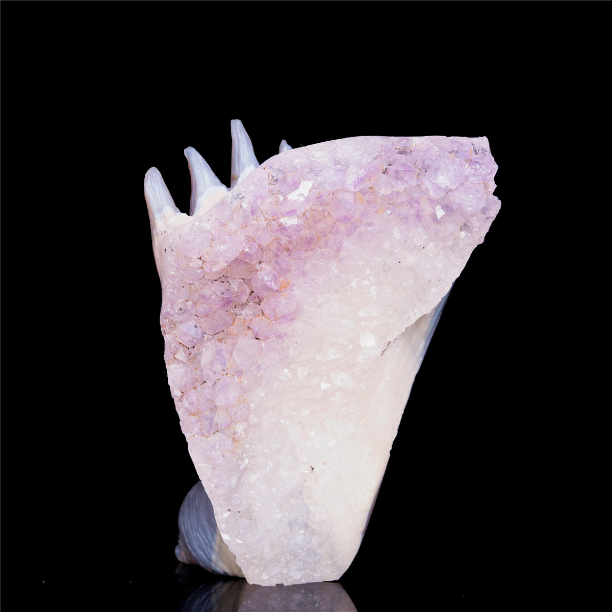 4" Druzy Agate Crystal Nine Tail Fox Figurine Animal Carvings