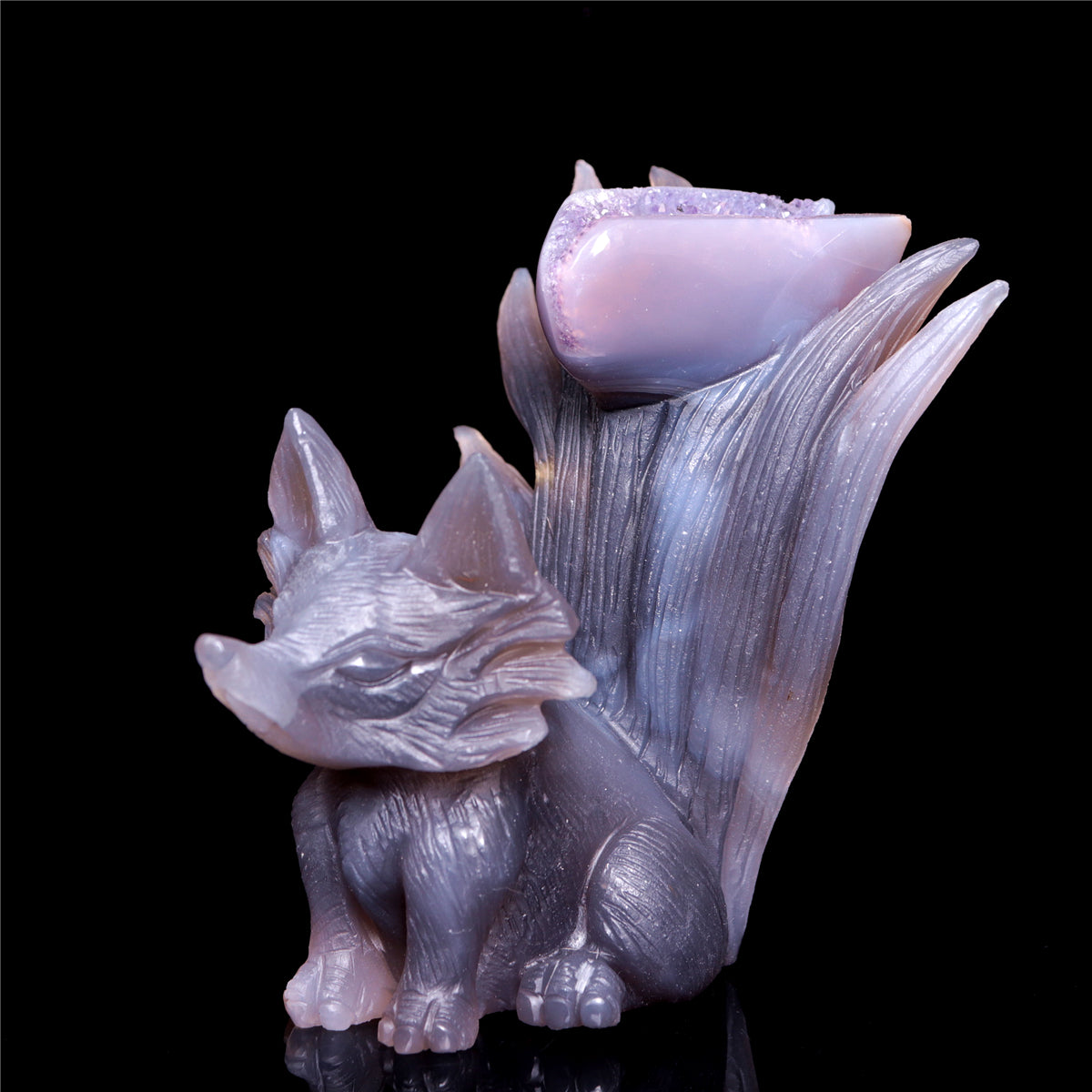 5" Druzy Agate Crystal Tiger Figurine Realistic Animal Carvings Gift