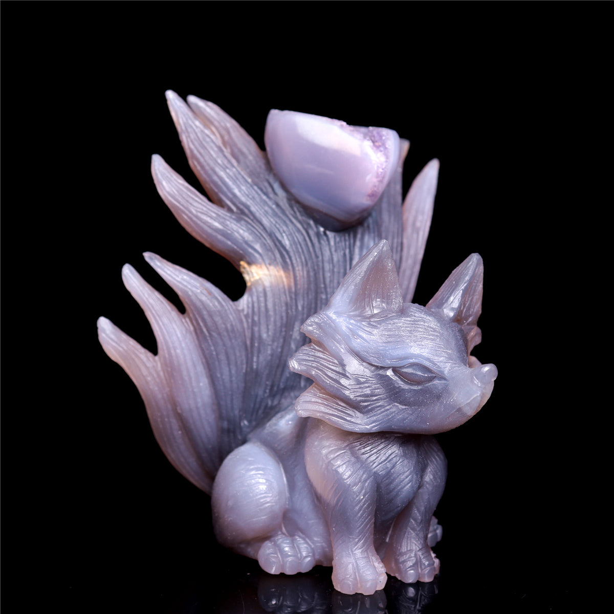 5" Druzy Agate Crystal Tiger Figurine Realistic Animal Carvings Gift