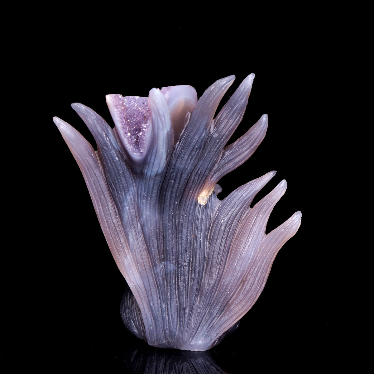 5" Druzy Agate Crystal Tiger Figurine Realistic Animal Carvings Gift