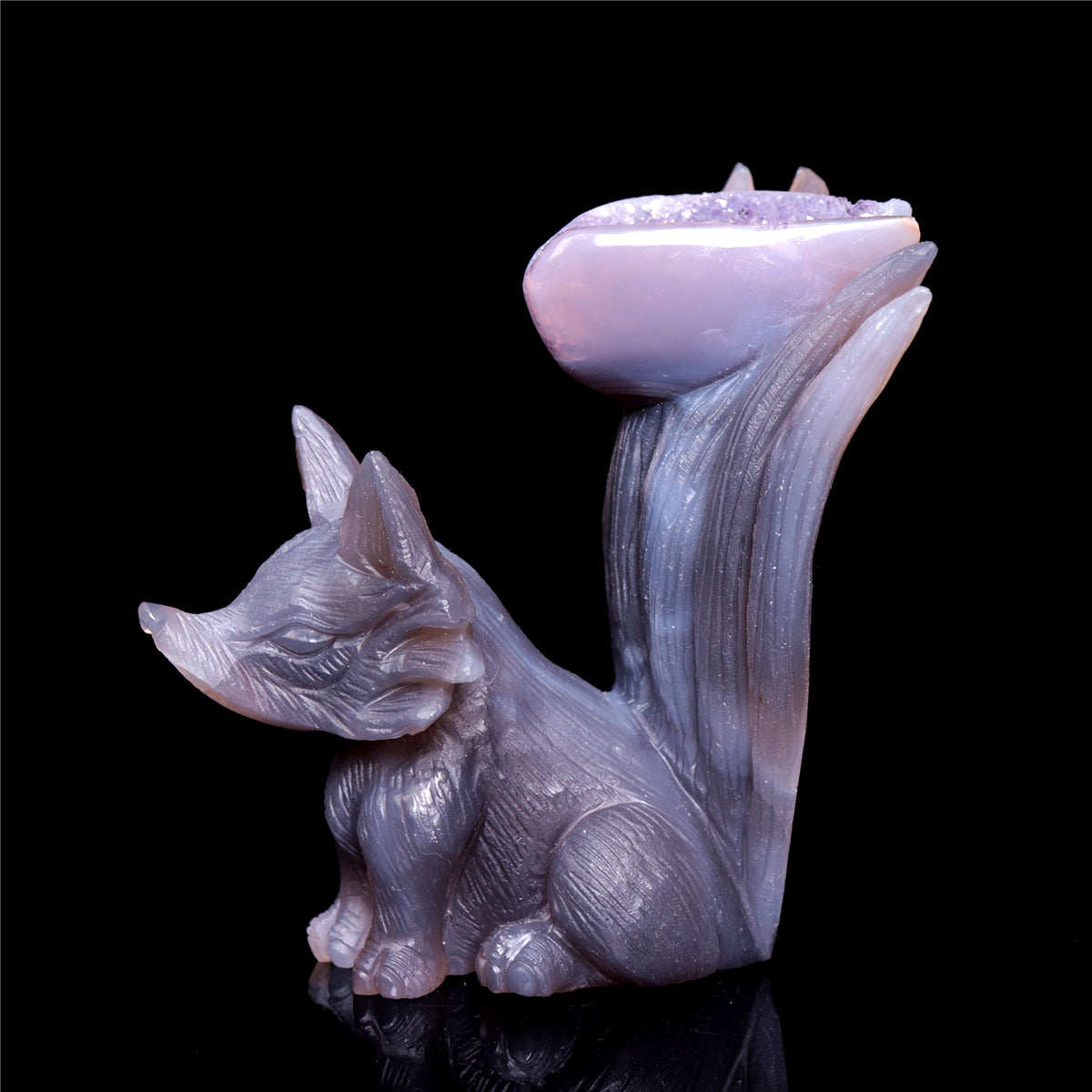5" Druzy Agate Crystal Tiger Figurine Realistic Animal Carvings Gift