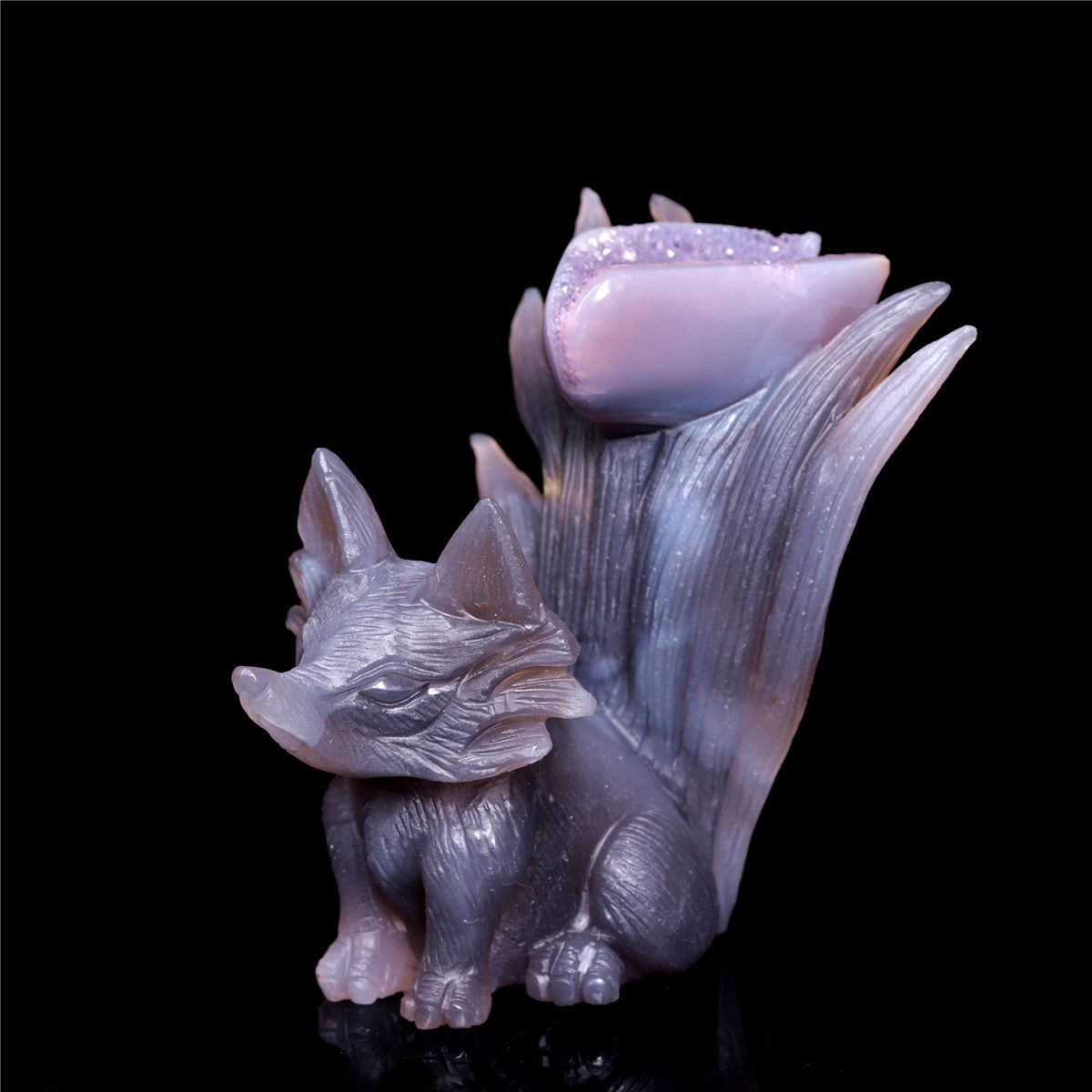 5" Druzy Agate Crystal Tiger Figurine Realistic Animal Carvings Gift