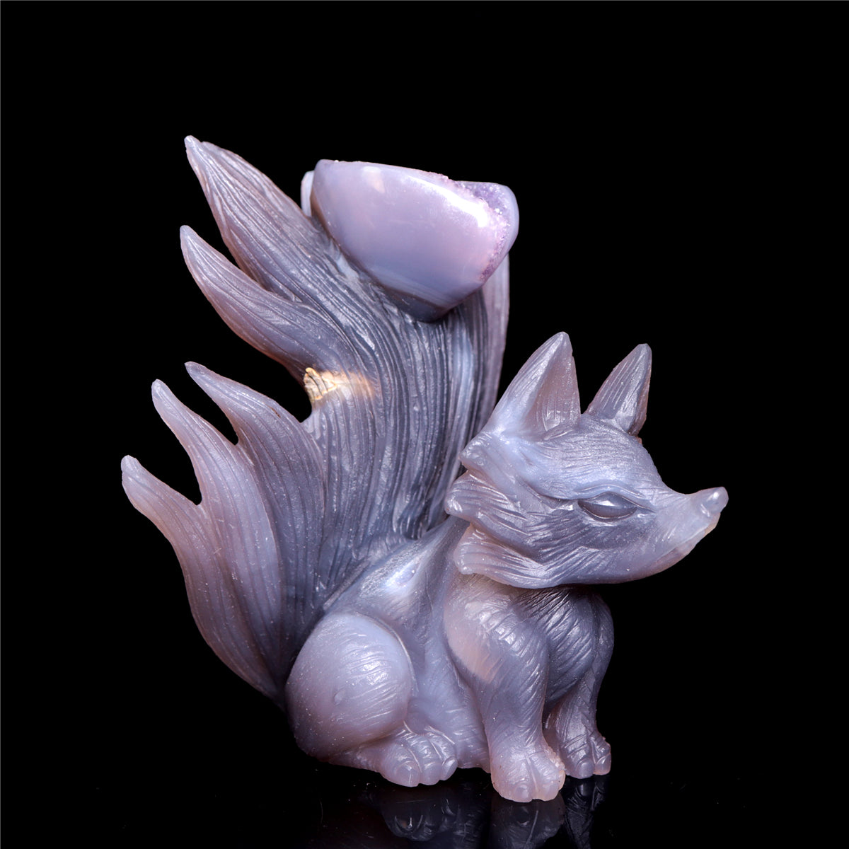 5" Druzy Agate Crystal Tiger Figurine Realistic Animal Carvings Gift
