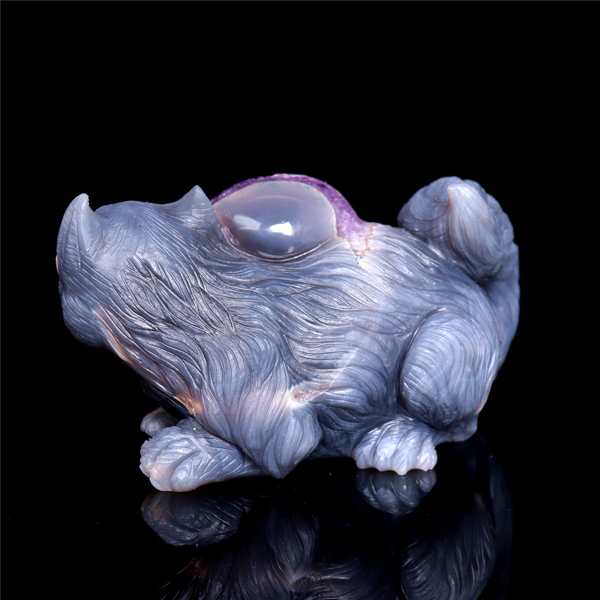 7" Amethyst Agate Crystal Squirrel Figurine Animal Carvings Gift