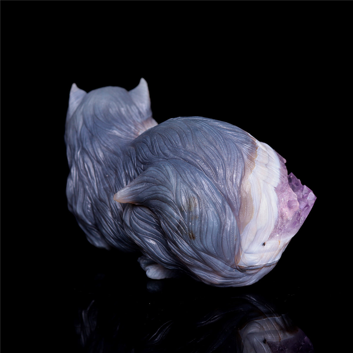 6" Amethyst Agate Crystal Squirrel Figurine Animal Carvings Gift